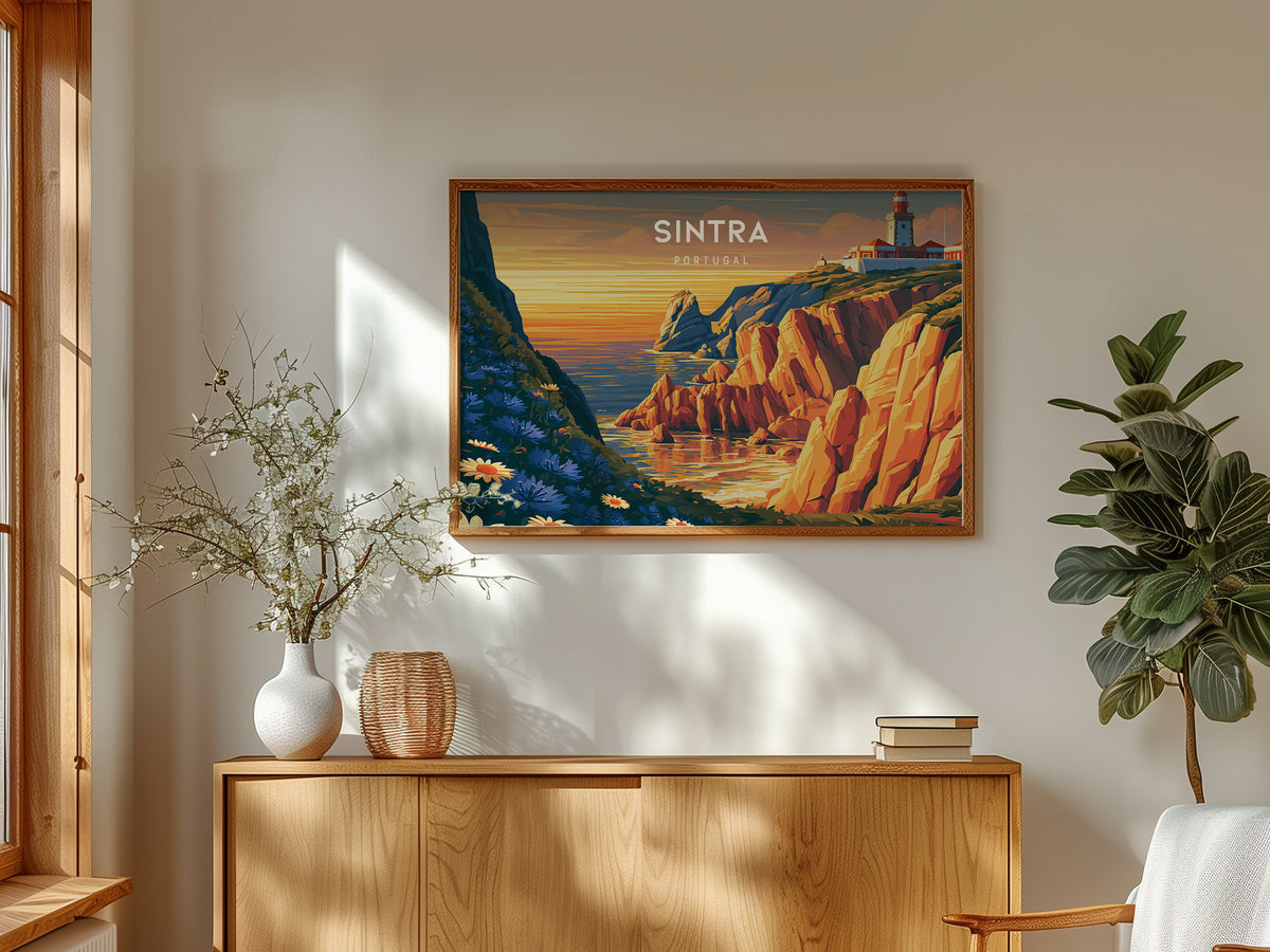 Sintra, Portugal Landscape Poster | Fairy-Tale Castle & Garden Travel Gift Wall Art — framed and ready to hang