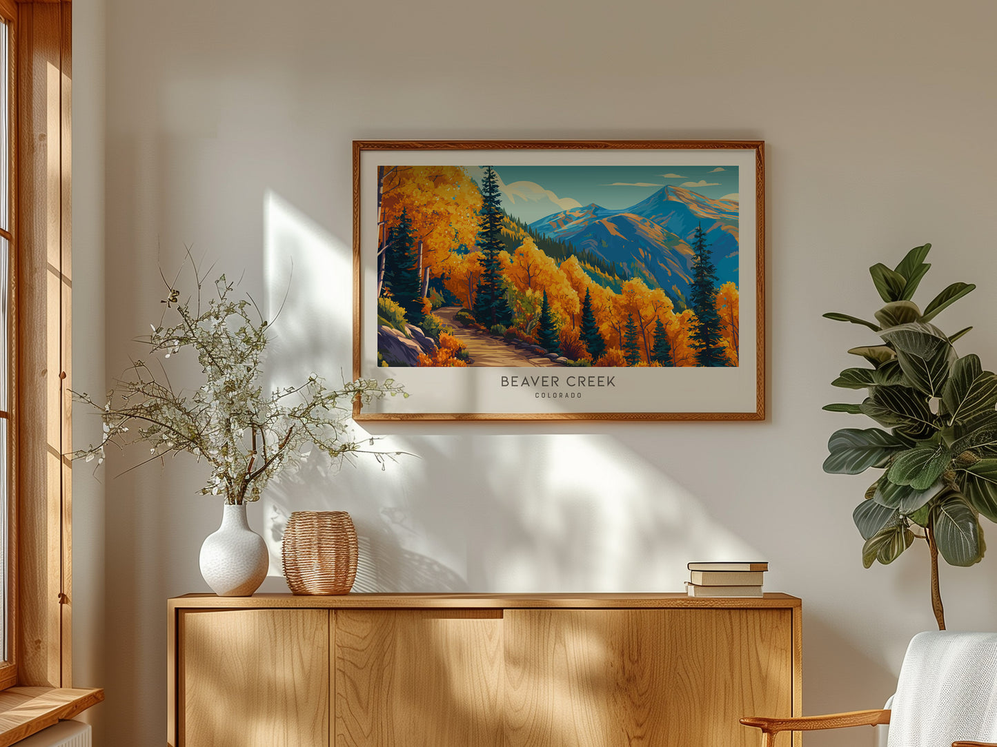 Beaver Creek Landscape Matte Border Poster | Colorado Destination Print Travel Wall Art — framed and ready to hang