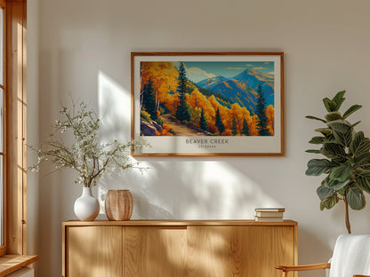 Beaver Creek Landscape Matte Border Poster | Colorado Destination Print Travel Wall Art — framed and ready to hang