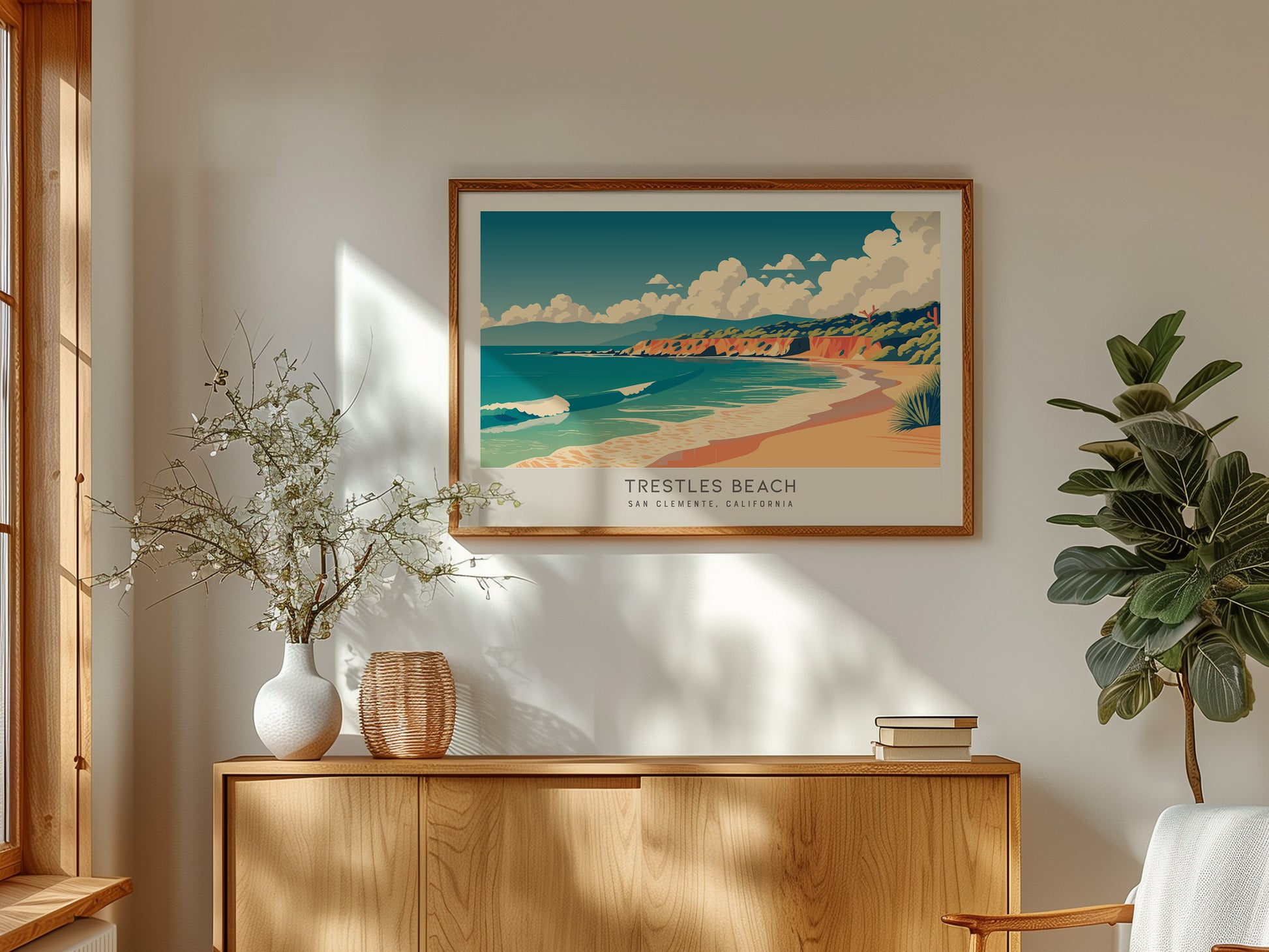 Trestles Beach Landscape Matte Border Poster | San Clemente, California Vacation Wall Art — framed and ready to hang