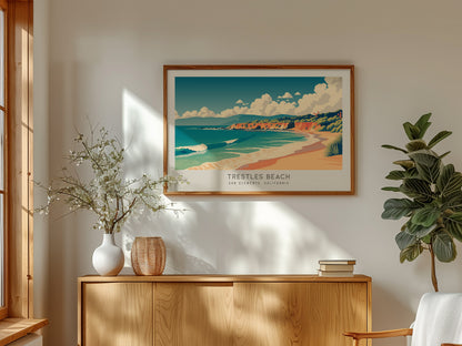 Trestles Beach Landscape Matte Border Poster | San Clemente, California Vacation Wall Art — framed and ready to hang