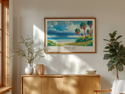 Siesta Key Landscape Matte Border Poster | Travel Wall Art — framed and ready to hang
