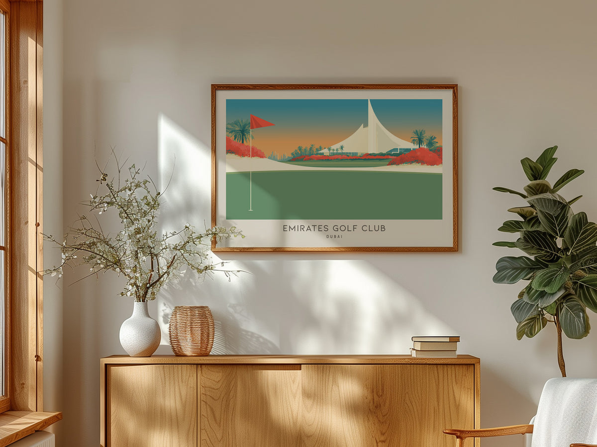 Emirates Golf Club Landscape Matte Border Poster | Dubai Golf Wall Art & Framed or Unframed — framed and ready to hang