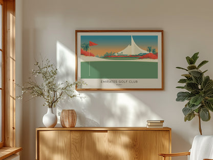 Emirates Golf Club Landscape Matte Border Poster | Dubai Golf Wall Art & Framed or Unframed — framed and ready to hang