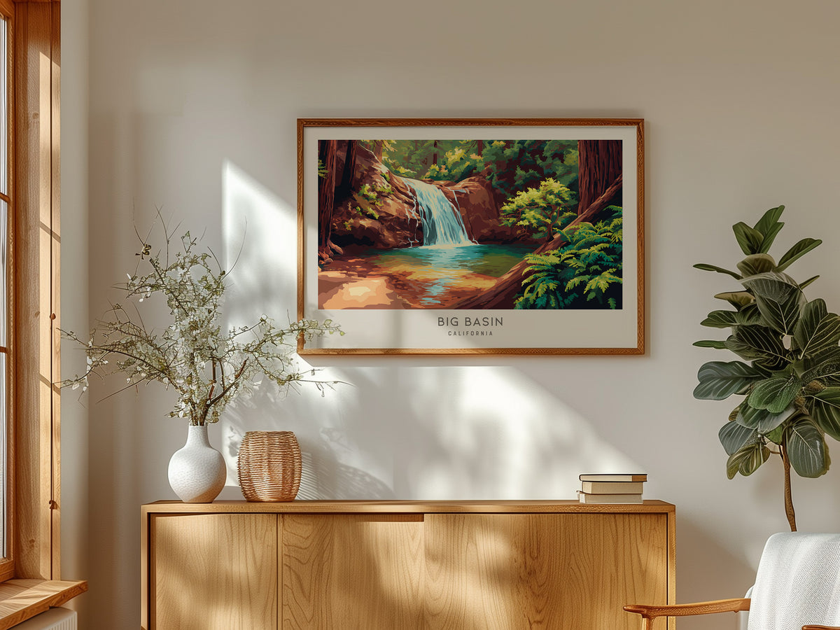 Big Basin Landscape Matte Border Poster | California Destination Print Framed or Unframed — framed and ready to hang