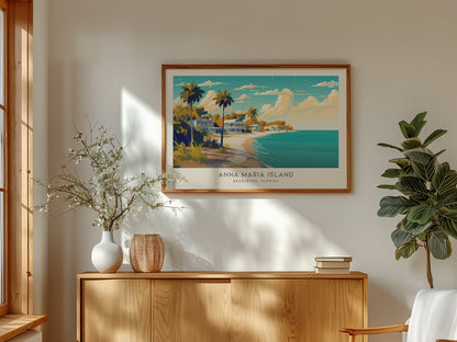 Anna Maria Island Landscape Matte Border Poster | Bradenton, Florida Coastal Beach Decor — framed and ready to hang