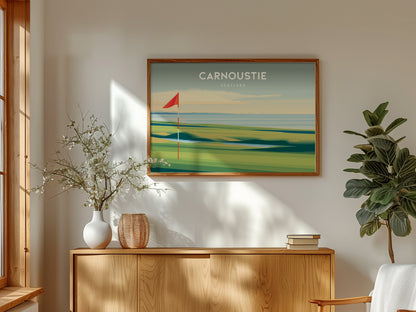 Carnoustie Landscape Poster | Scotland Golf Wall Art Framed or Unframed — framed and ready to hang