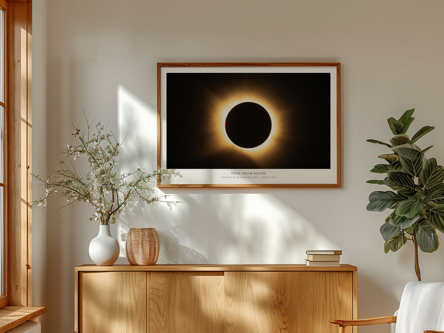 Total Solar Eclipse Landscape Poster | NASA Astronomy Print San Millán De Los Caballeros, Spain Wall Art — framed and ready t