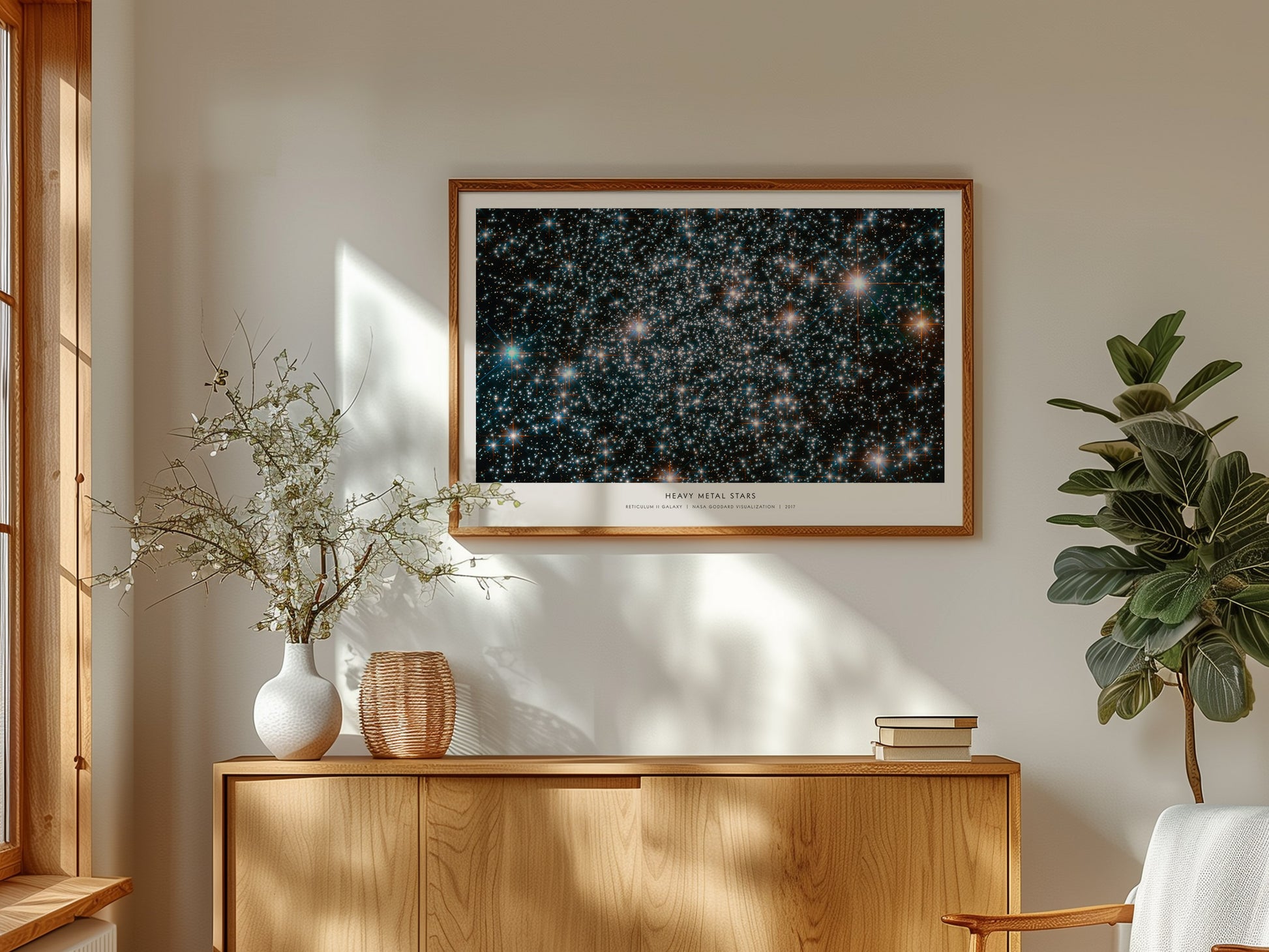Heavy Metal Stars Landscape Poster | Reticulum II Galaxy NASA Astronomy Print Space Photography Wall Art — framed and ready t