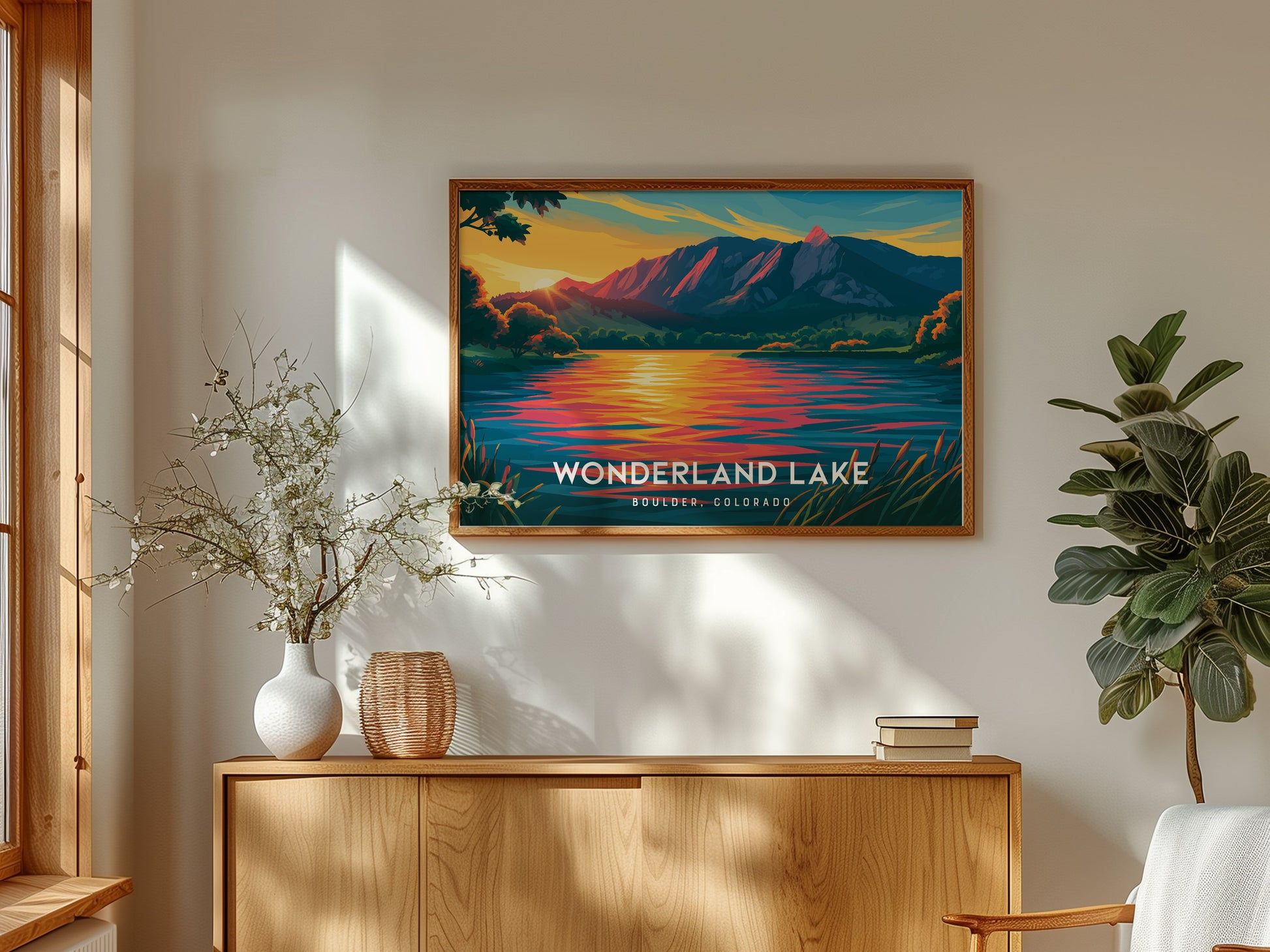 Wonderland Lake Landscape Poster | Boulder, Colorado Travel Wall Art — framed and ready to hang