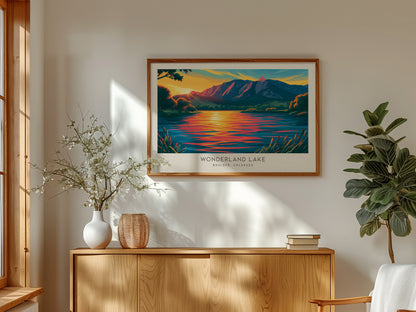 Wonderland Lake Landscape Matte Border Poster | Travel Wall Art — framed and ready to hang