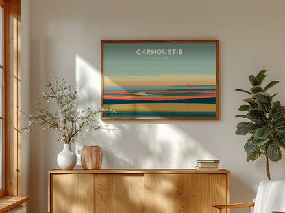 Carnoustie Landscape Poster | Scotland Golf Wall Art Framed or Unframed — framed and ready to hang