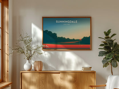 Sunningdale, England Landscape Poster | Golf Wall Art & Framed or Unframed Links Poster — framed and ready to hang