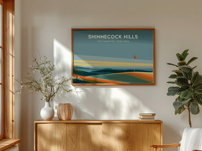 Shinnecock Hills Landscape Poster | Southampton, New York Golfer Gift & Links Poster Wall Art — framed and ready to hang