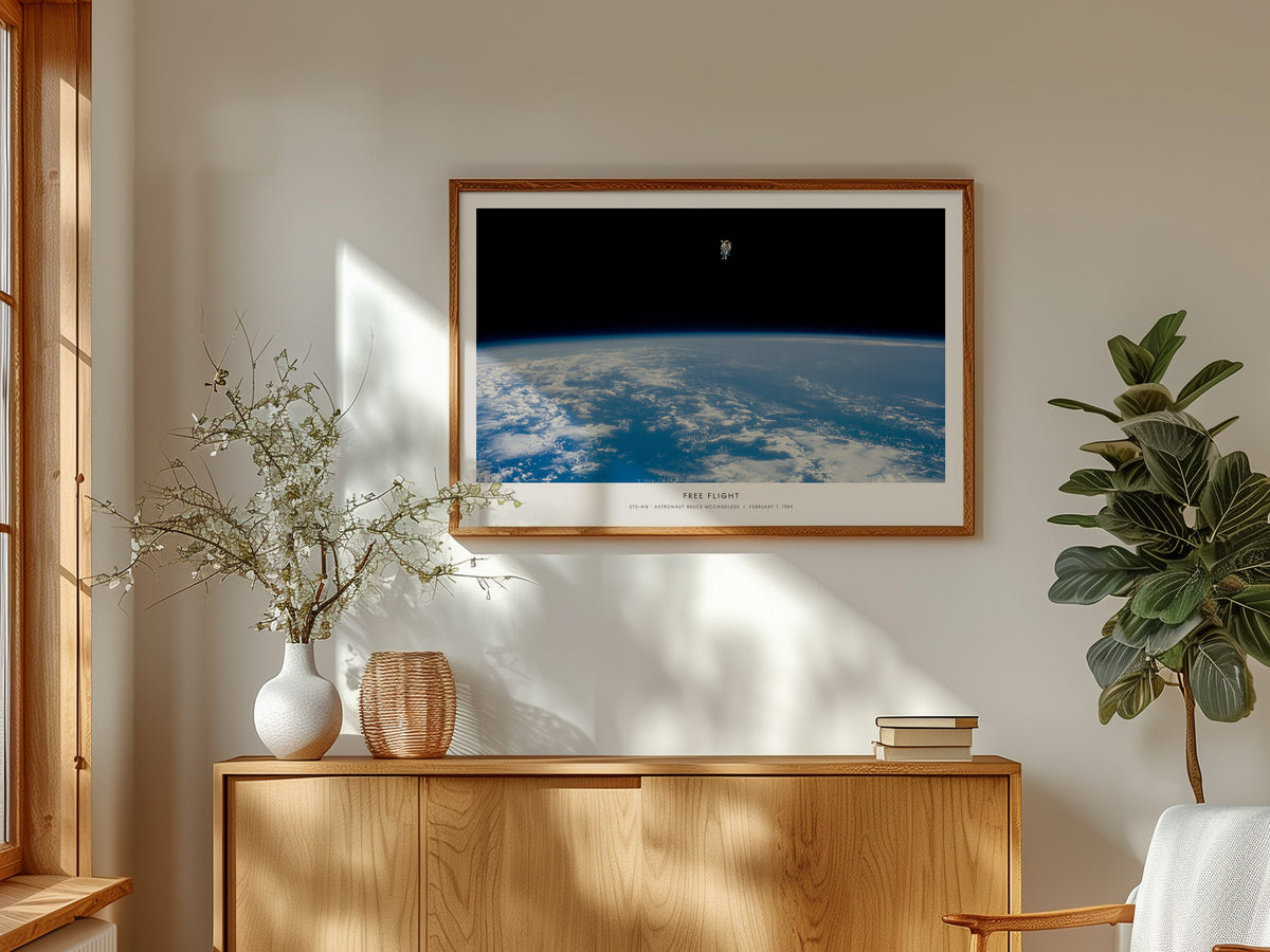 Free Flight Landscape Poster | Sts-41b · Astronaut Bruce Mccandless | STS-41B Astronaut Bruce McCandless NASA Space Photograp