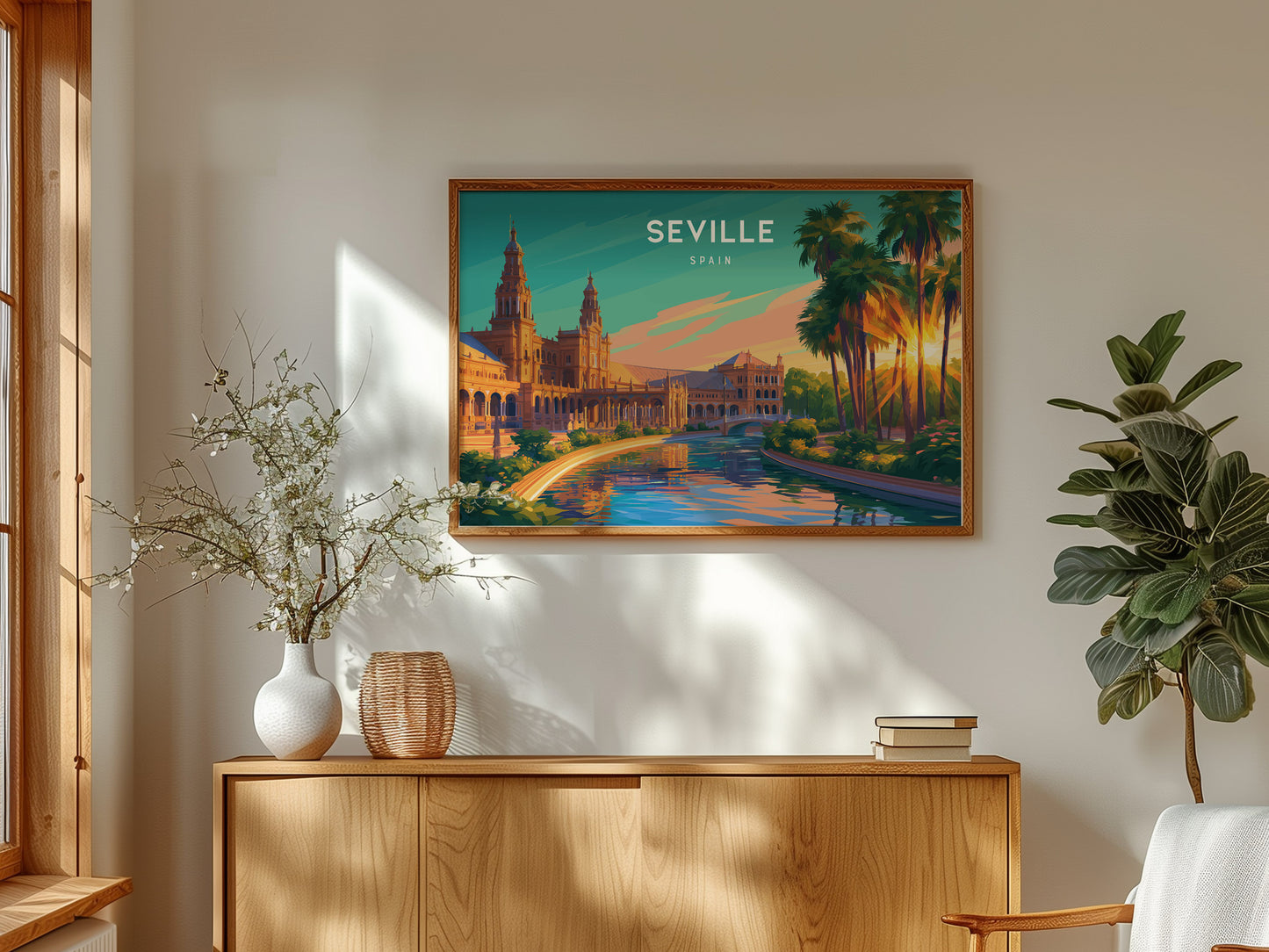 Seville, Spain Landscape Poster | Andalusian Splendor Vacation Wall Art — framed and ready to hang
