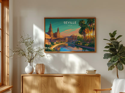 Seville, Spain Landscape Poster | Andalusian Splendor Vacation Wall Art — framed and ready to hang
