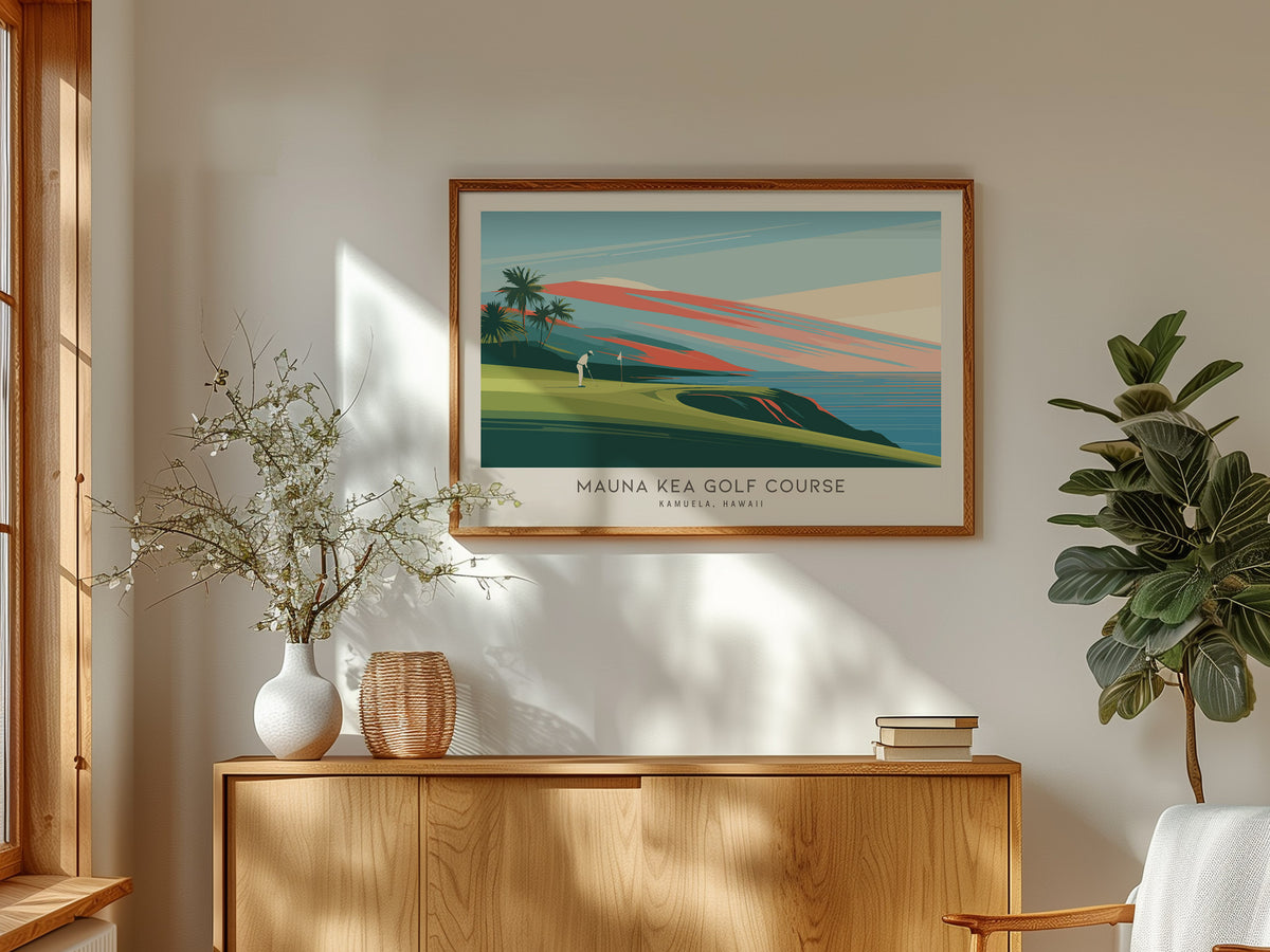 Mauna Kea Golf Course Landscape Matte Border Poster | Kamuela, Hawaii Golf Wall Art & Framed or Unframed Links Poster — frame