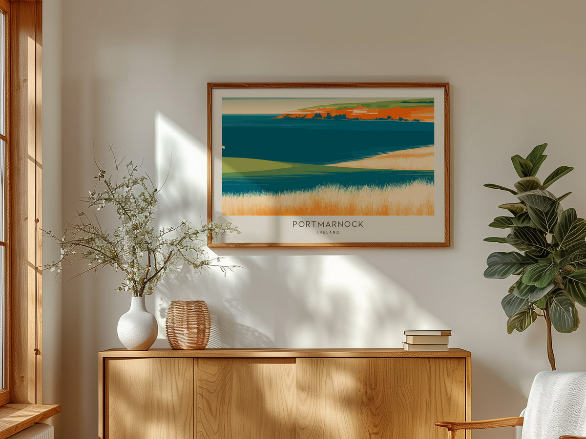 Portmarnock Landscape Matte Border Poster | Ireland Golf Wall Art & Framed or Unframed Decor — framed and ready to hang