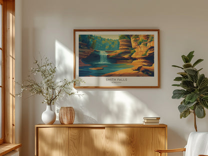 Smith Falls Landscape Matte Border Poster | Nebraska Framed or Unframed Travel Gift — framed and ready to hang