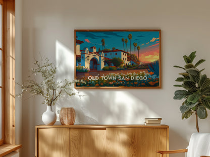 Old Town San Diego Landscape Poster | California Vacation Wall Art — framed and ready to hang