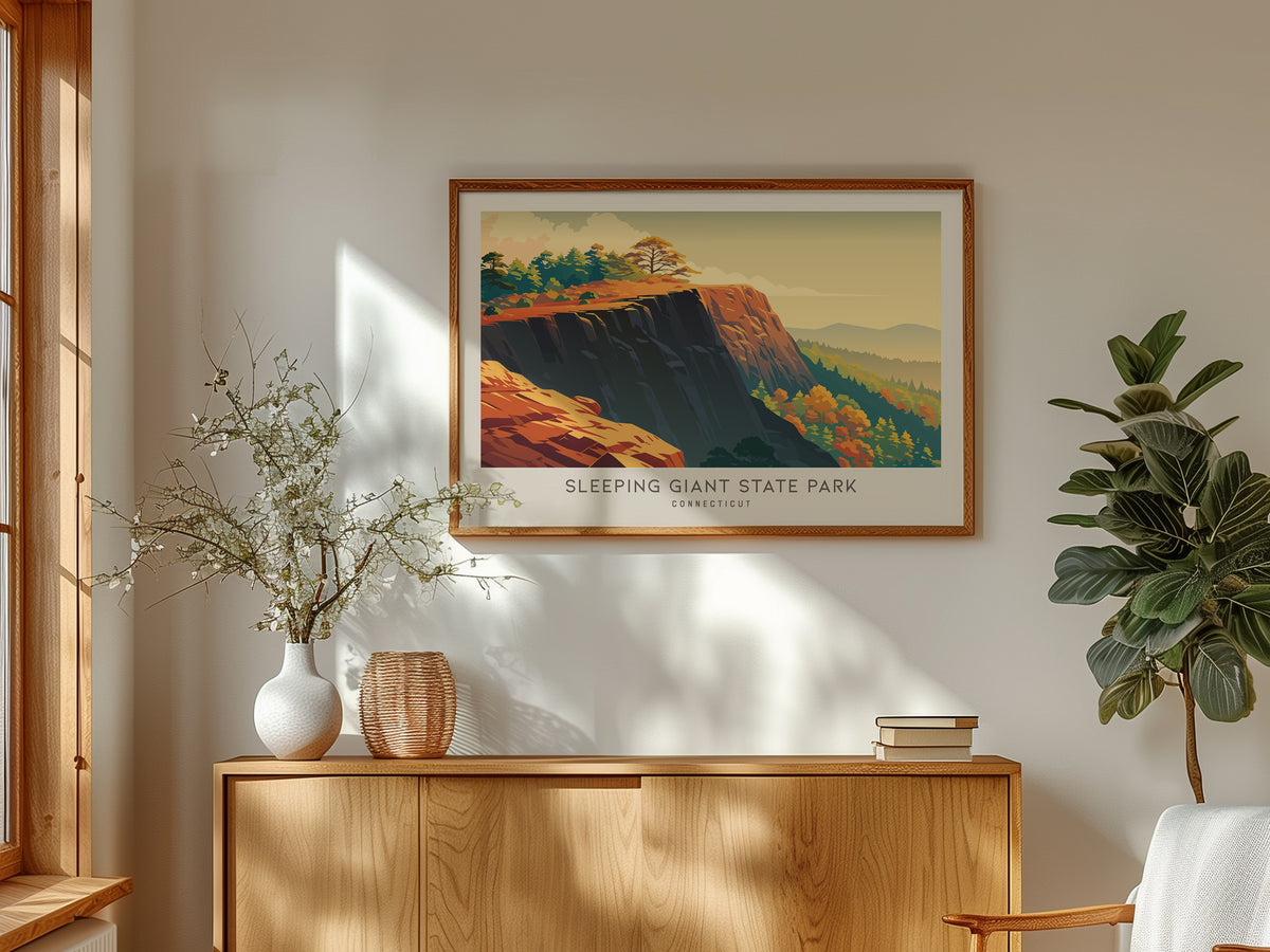 Sleeping Giant State Park Landscape Matte Border Poster | Connecticut Framed or Unframed Destination Print — framed and ready