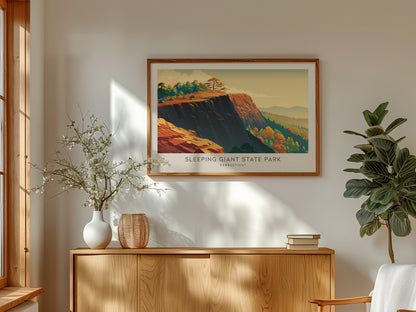 Sleeping Giant State Park Landscape Matte Border Poster | Connecticut Framed or Unframed Destination Print — framed and ready