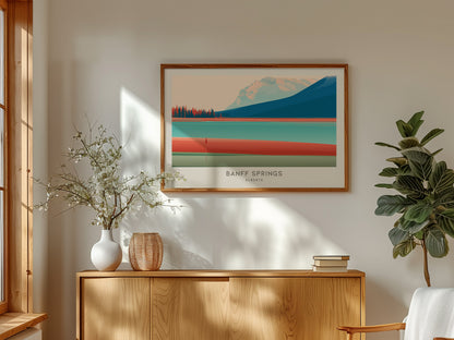 Banff Springs Landscape Matte Border Poster | Alberta Travel Wall Art — framed and ready to hang