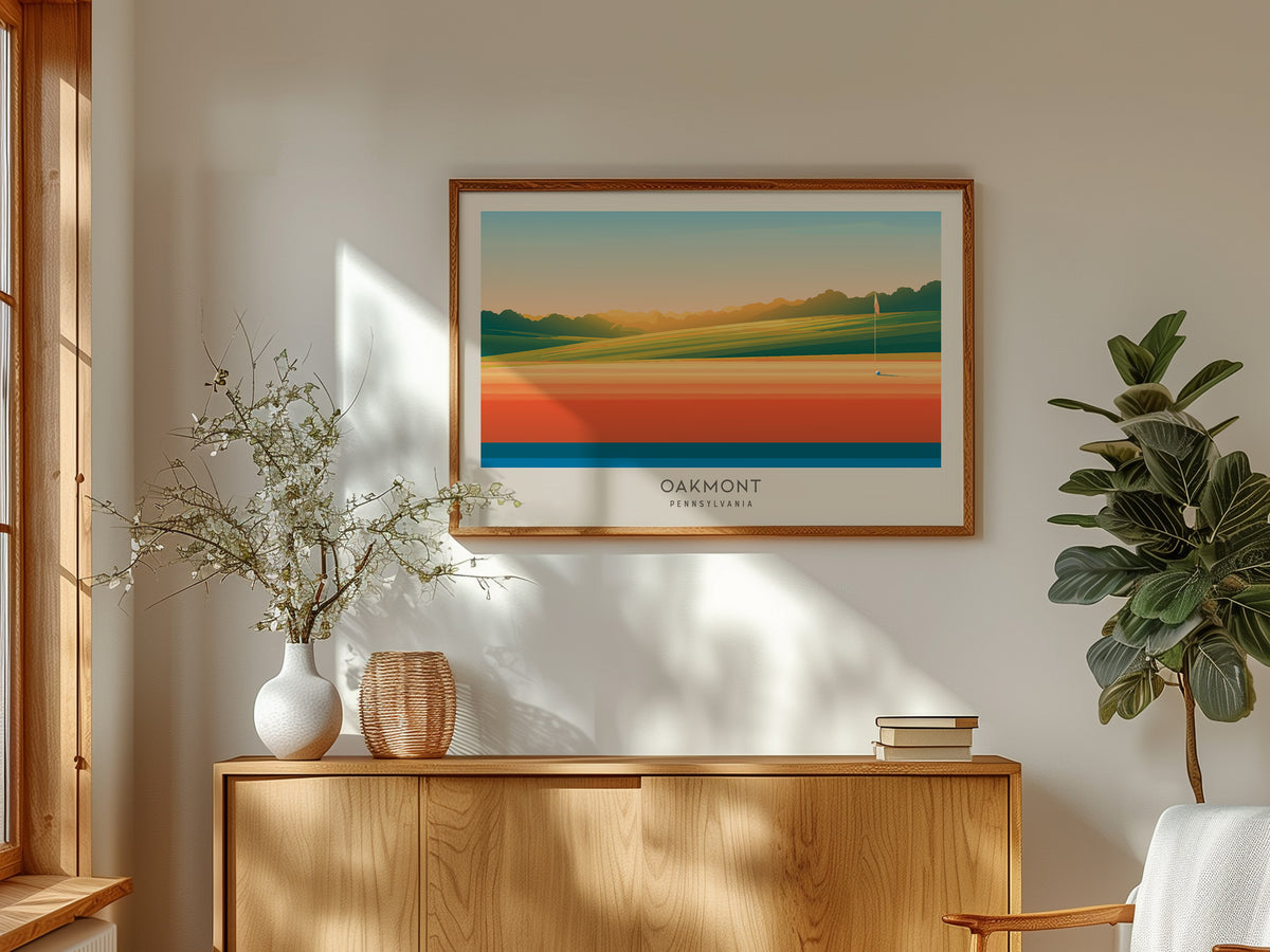 Oakmont Landscape Matte Border Poster | Pennsylvania Travel Wall Art — framed and ready to hang