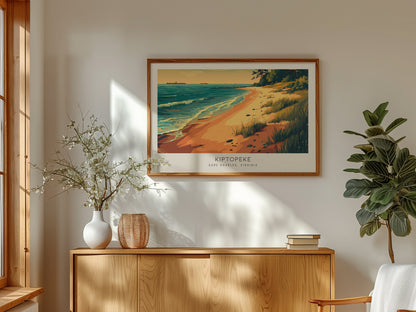Kiptopeke Landscape Matte Border Poster | Cape Charles, Virginia Beach House Decor Travel Gift — framed and ready to hang