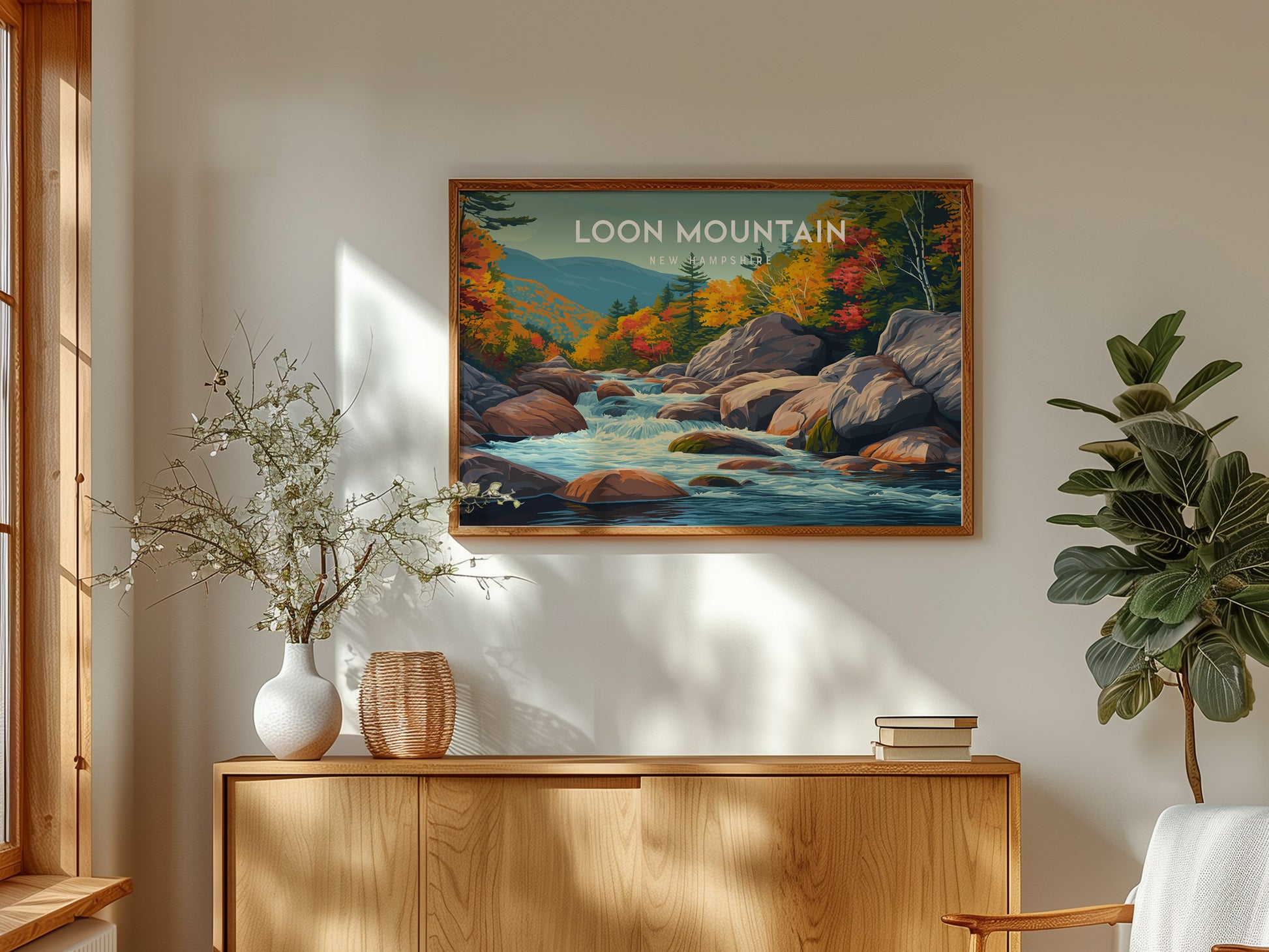 Loon Mountain Landscape Poster | New Hampshire Framed or Unframed Wall Art — framed and ready to hang