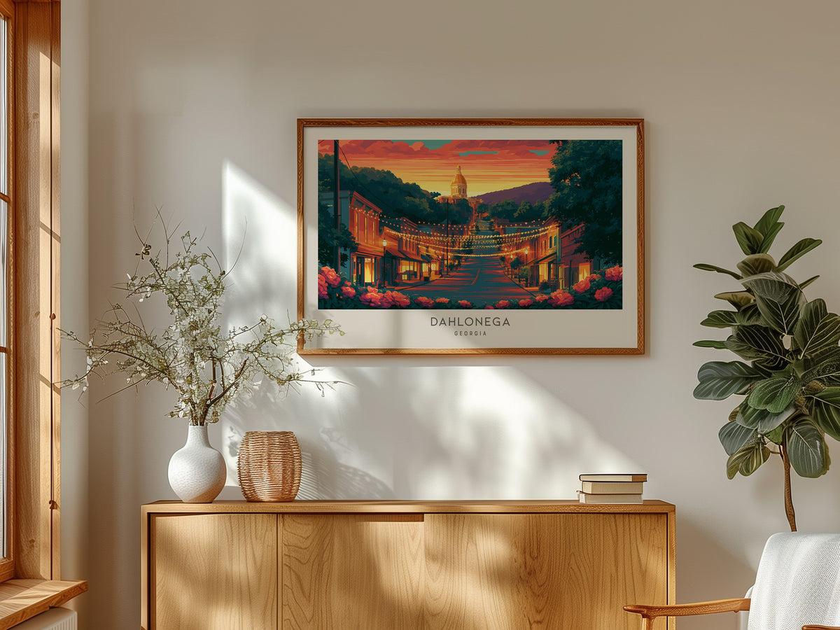Dahlonega Landscape Matte Border Poster | Georgia Travel Gift Vacation Wall Art — framed and ready to hang