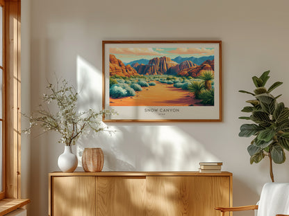 Snow Canyon Landscape Matte Border Poster | Utah Vacation Wall Art — framed and ready to hang
