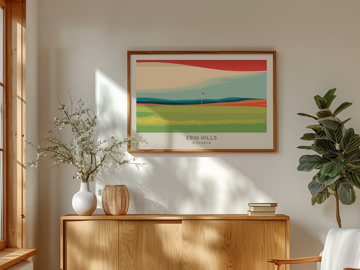 Erin Hills Landscape Matte Golf Wall Art | Wisconsin Links Poster — framed and ready to hang