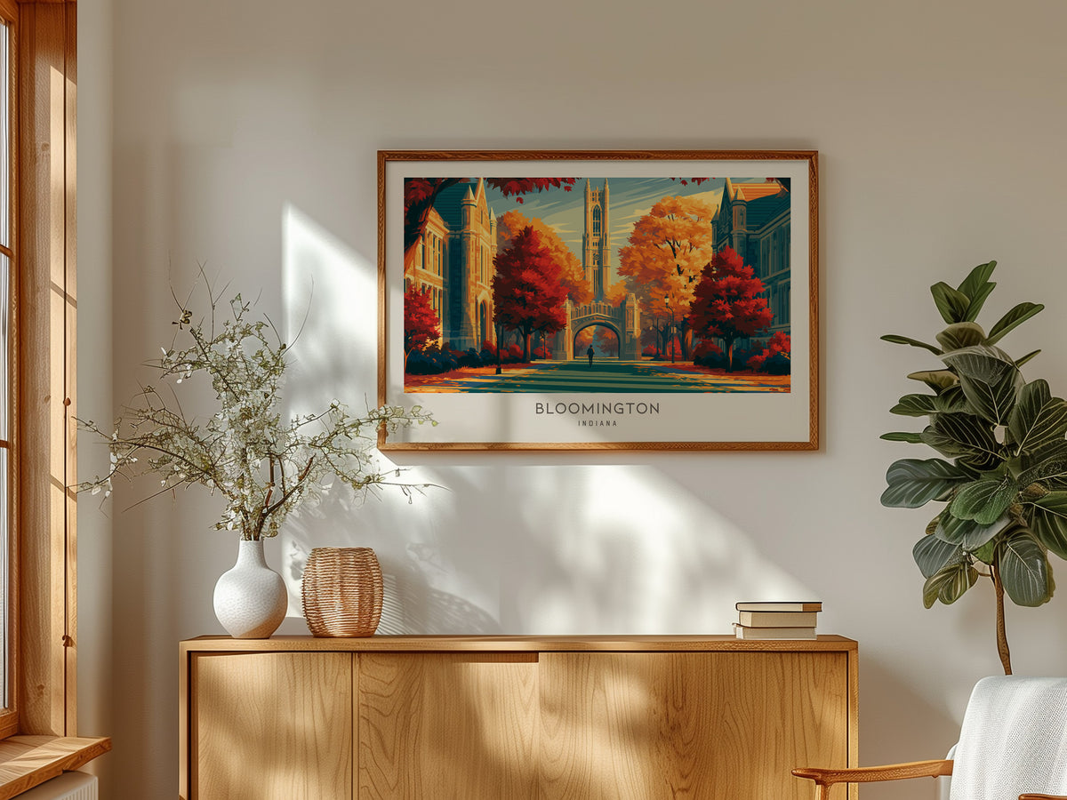 Bloomington Landscape Matte Border Poster | Indiana Travel Wall Art — framed and ready to hang
