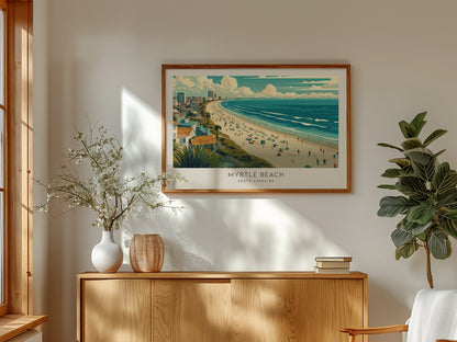 Myrtle Beach Landscape Matte Border Poster | South Carolina Vacation Wall Art — framed and ready to hang