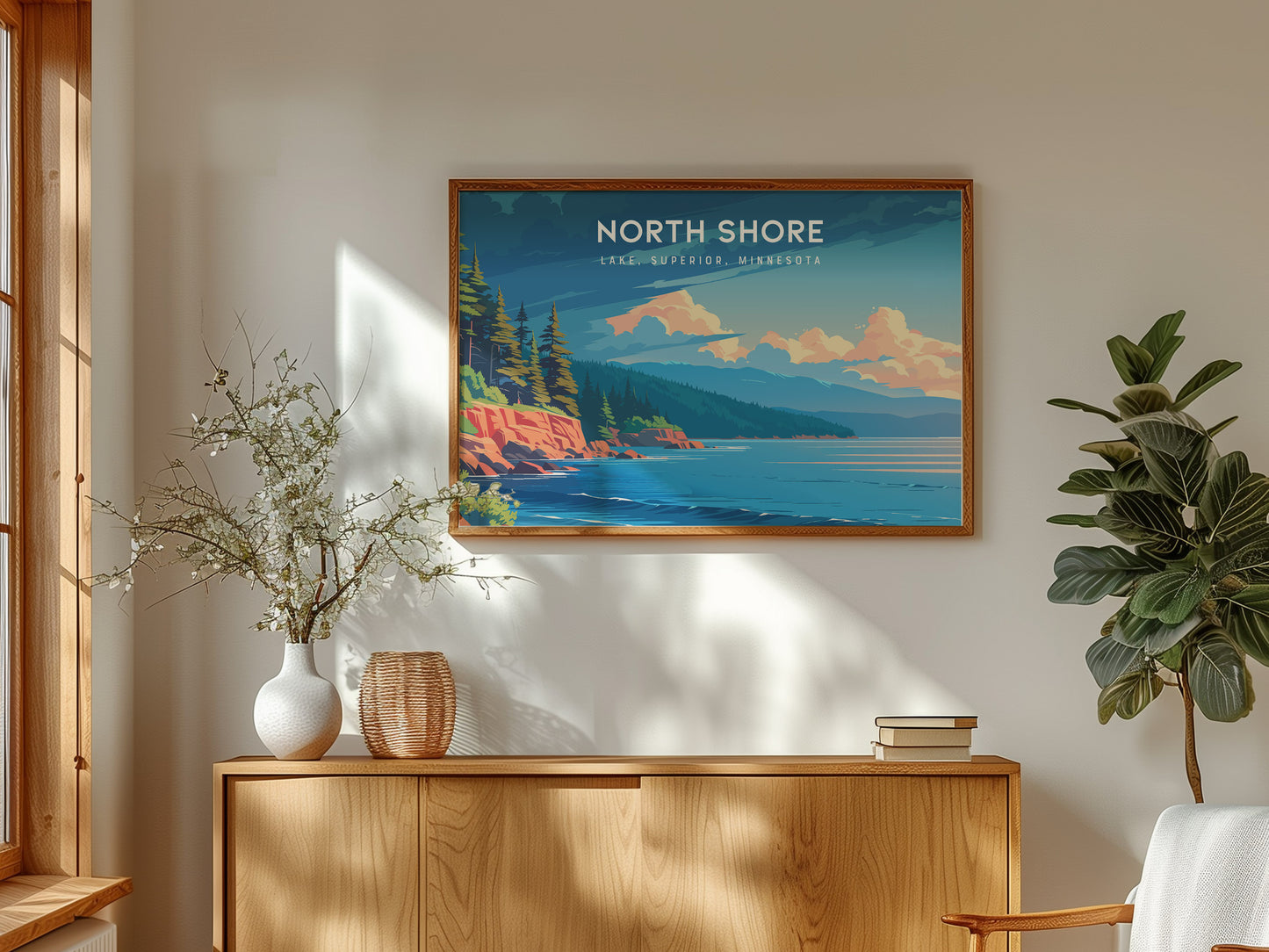 North Shore, Lake Superior, Minnesota Landscape Poster | Lake, Superior, Minnesota | Destination Print & Coastal Beach Decor
