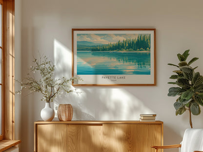 Payette Lake Landscape Matte Border Poster | Idaho Beach House Decor — framed and ready to hang