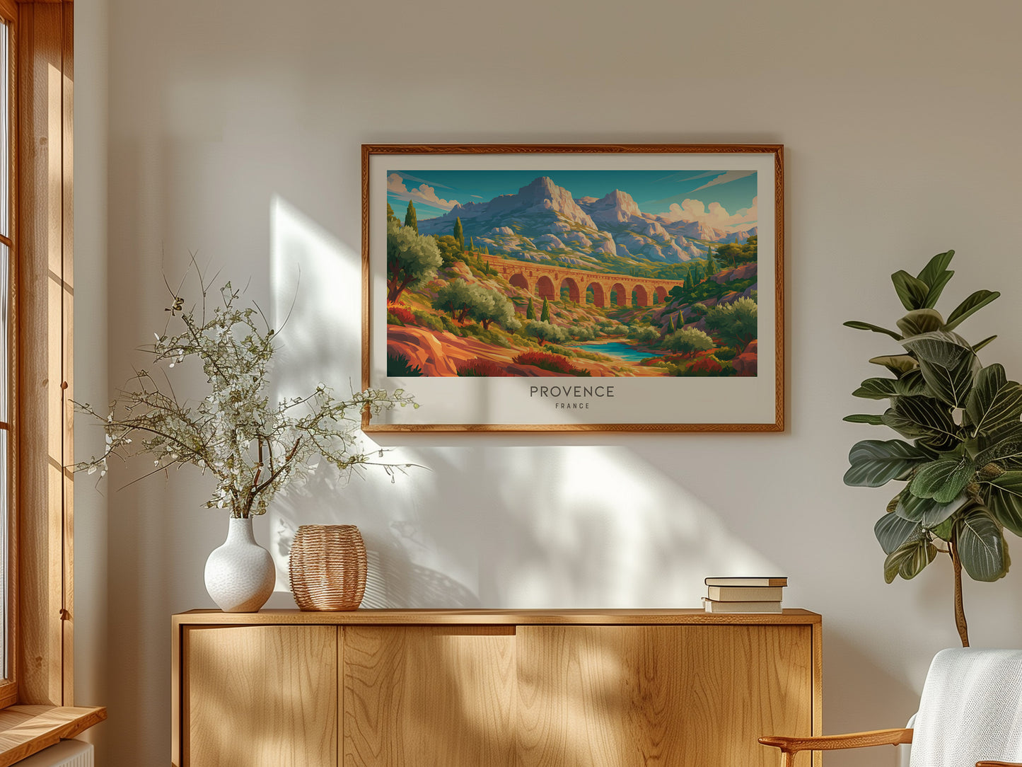 Provence Landscape Matte Border Poster | France Travel Wall Art — framed and ready to hang