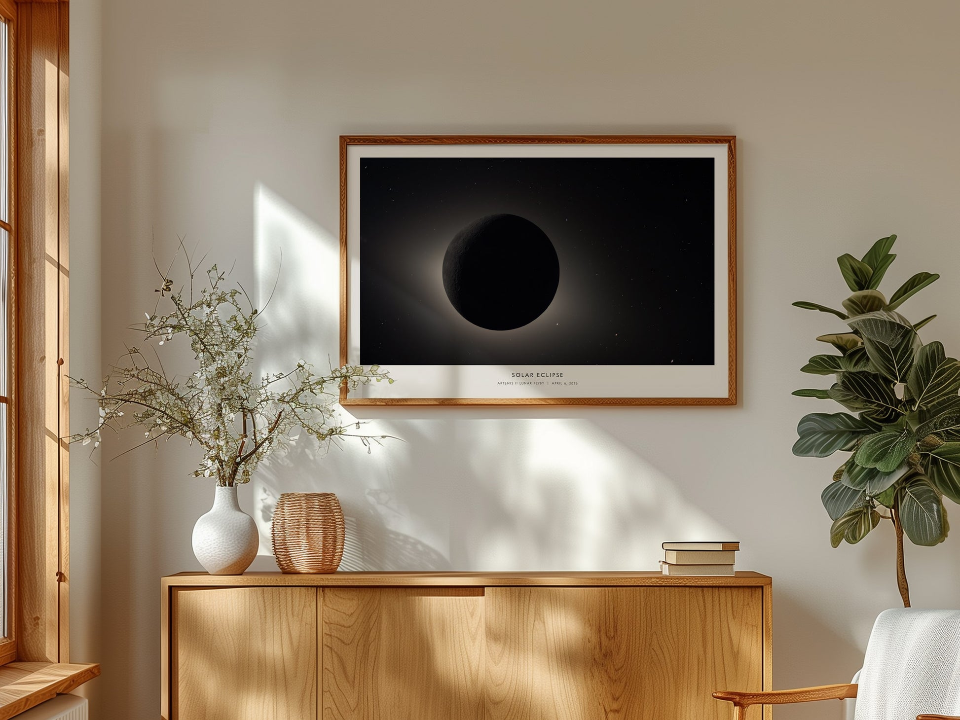 Solar Eclipse Poster | Landscape Artemis II Lunar Flyby NASA Astronomy Print Space Photography — framed and ready to hang