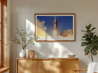 Apollo 11 Launch Landscape Poster | NASA Kennedy Space Center Space Photography Wall Art — framed and ready to hang