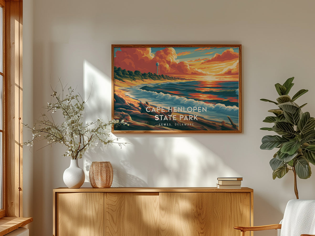 Cape Henlopen State Park Landscape Poster | Lewes, Delaware Destination Print Framed or Unframed — framed and ready to hang