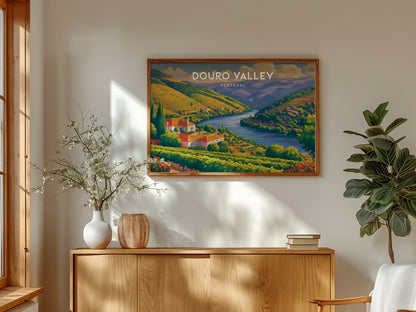 Douro Valley, Portugal Landscape Poster | Wine Country Destination Print Wall Art — framed and ready to hang