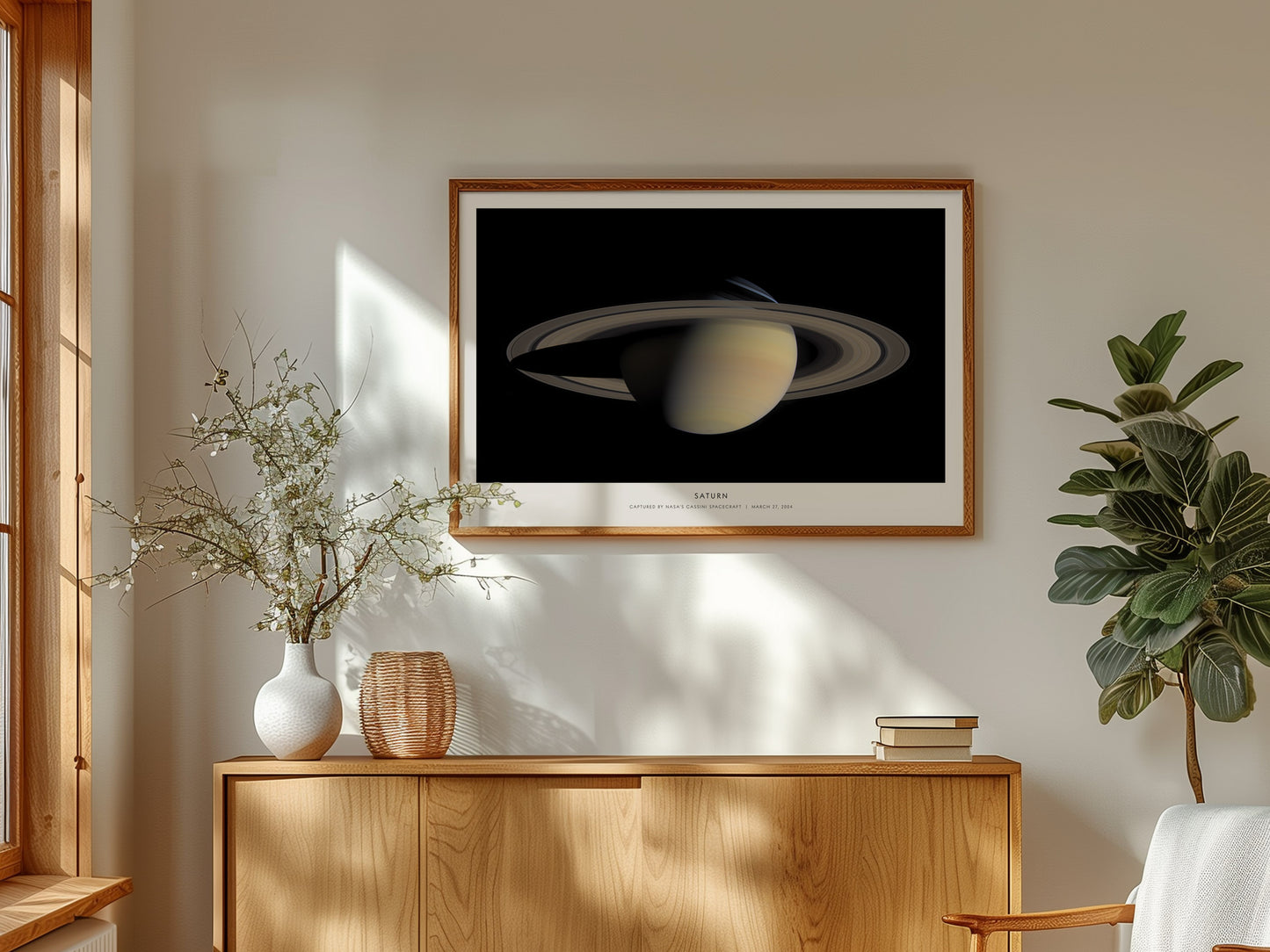 Saturn Landscape Poster | Captured by Nasa's Cassini Spacecraft | NASA Cassini Spacecraft Astronomy Print Space Photography W