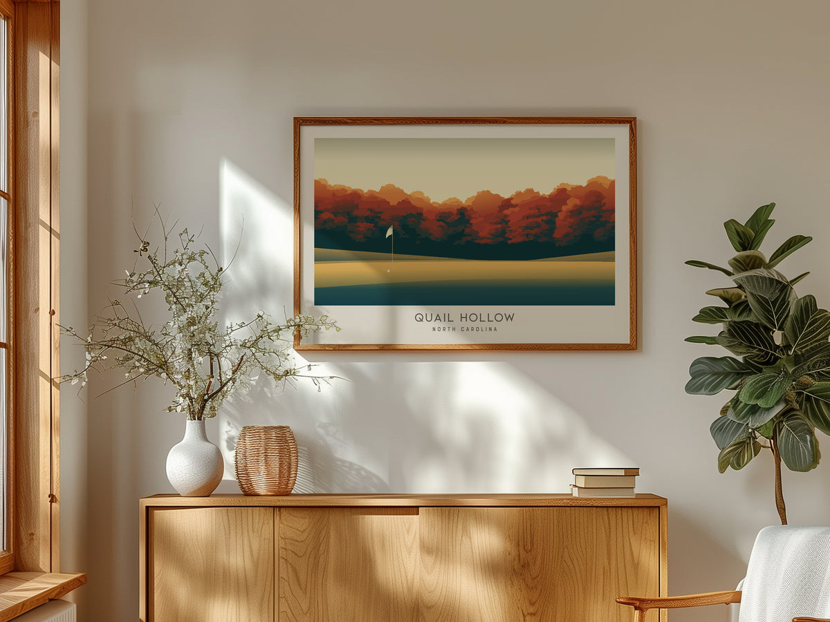Quail Hollow Landscape Matte Border Poster | North Carolina Travel Wall Art — framed and ready to hang