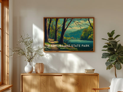 Radnor Lake State Park Landscape Poster | Nashville, Tennessee Vacation Wall Art — framed and ready to hang