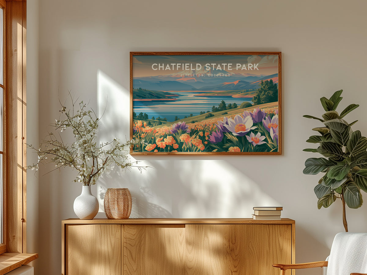 Chatfield State Park Landscape Poster | Littleton, Colorado Vacation Wall Art — framed and ready to hang