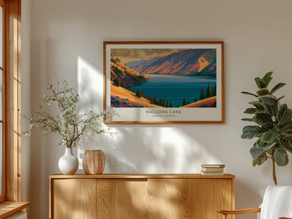 Wallowa Lake Landscape Matte Border Poster | Joseph, Oregon Framed or Unframed Destination Print — framed and ready to hang