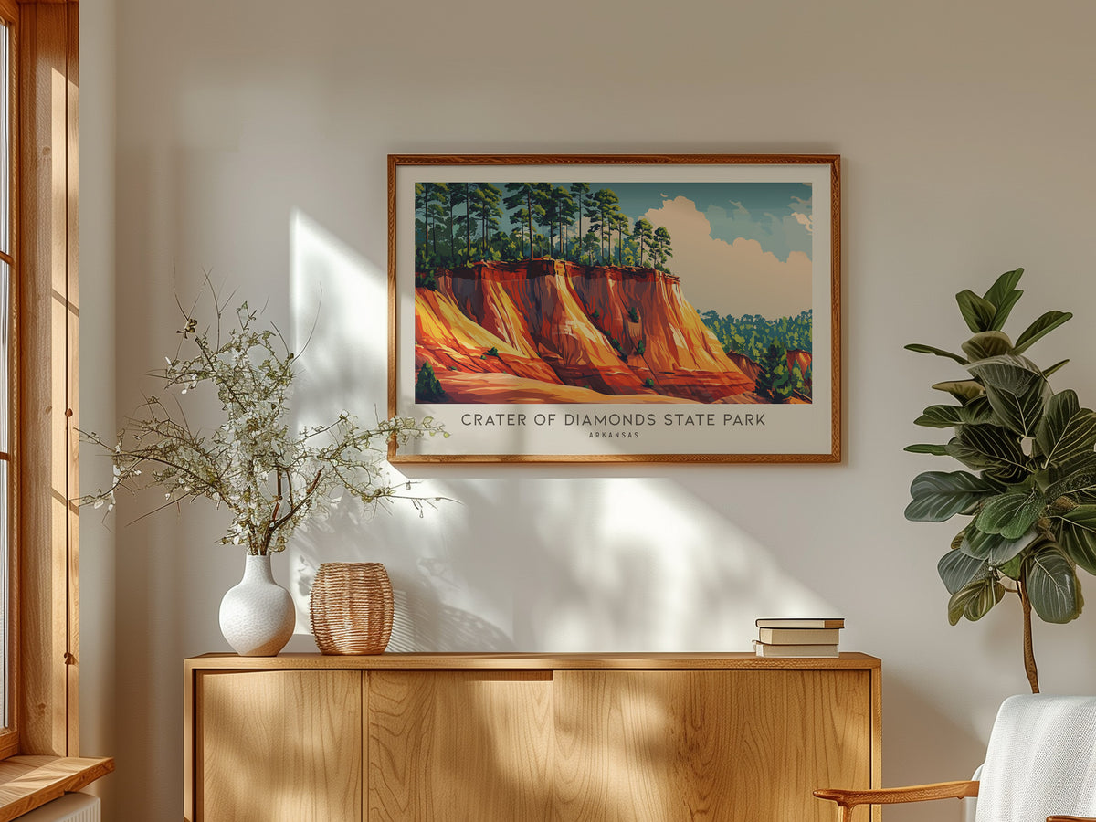 Crater of Diamonds State Park Landscape Matte Border Poster | Arkansas Travel Gift Framed or Unframed — framed and ready to h