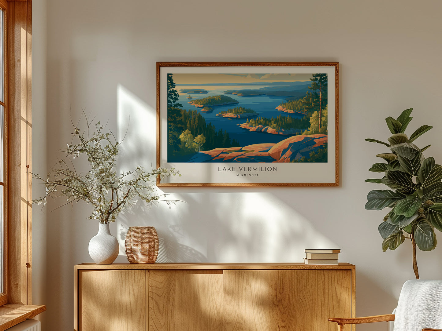 Lake Vermilion Landscape Matte Border Poster | Travel Wall Art — framed and ready to hang